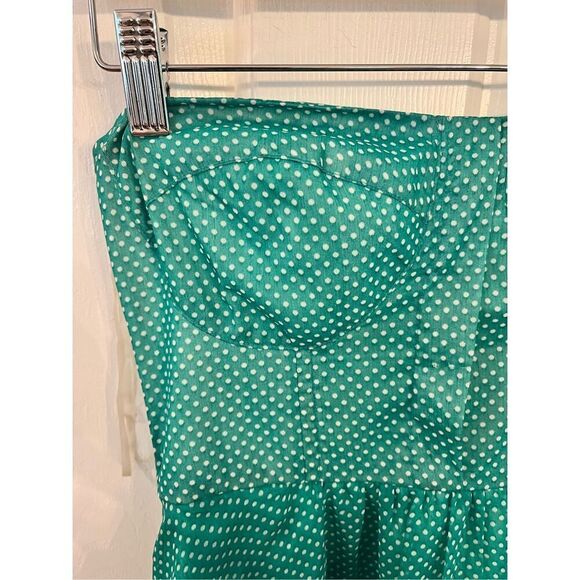 Ophelia Green Polka Dot Strapless Retro Bustier Mini Dress sz S - Picture 2 of 7